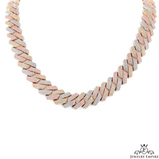 14mm Two Tone White and Rose Gold 14K Miami Cuban Link