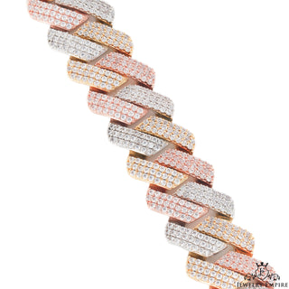 14mm Two Tone White and Rose Gold 14K Miami Cuban Link