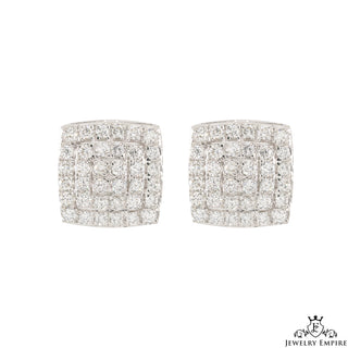 Square White Gold Cluster VS Diamond Earrings