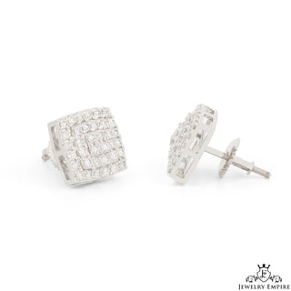 Square White Gold Cluster VS Diamond Earrings
